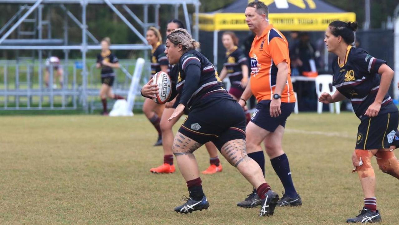 Caboolture Snakes women's captain Olivia Fidow runs the ball up.