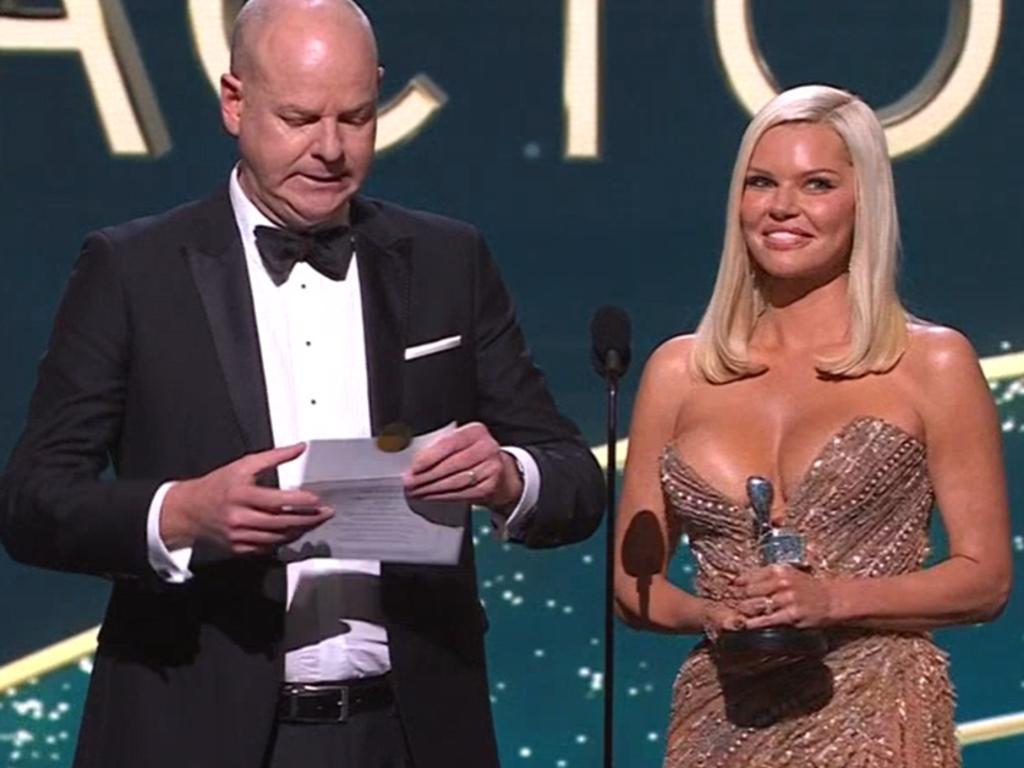 Tom Gleeson and Sophie Monk at the 2022 Logies. Picture: Channel 9