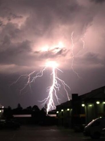 Lighting strikes in Ferntree Gully on Friday night. Picture: Shannon Beveridge.