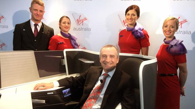 Virgin Australia boss John Borghetti at the launch of the airline’s new Super Diamond business first suite.