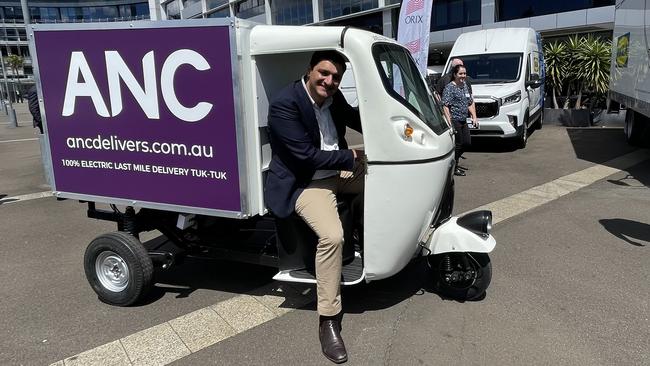 EV Council chief executive Behyad Jafari with Australia's first electric Tuk Tuk.