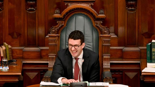 Dan Cregan in the speaker’s chair during question time at Parliament House in Adelaide on Wednesday. Picture: Naomi Jellicoe