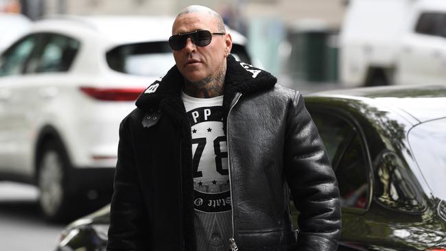 Former Bandido club enforcer Toby Mitchell arriving at Melbourne Magistrates’ Court last month. Picture: AAP/Joe Castro