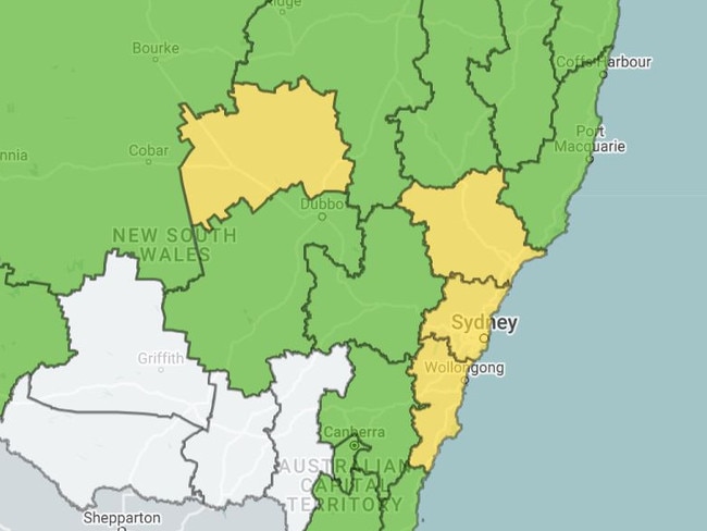 Fire danger rating in NSW for Saturday. Picture NSW RFS.JPG