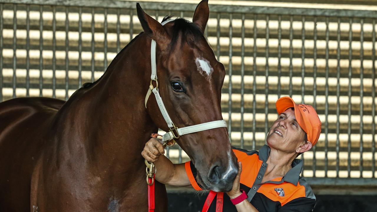 Desleigh Forster with her Stradbroke Handicap fancy Apache Chase. Picture: Zak Simmonds