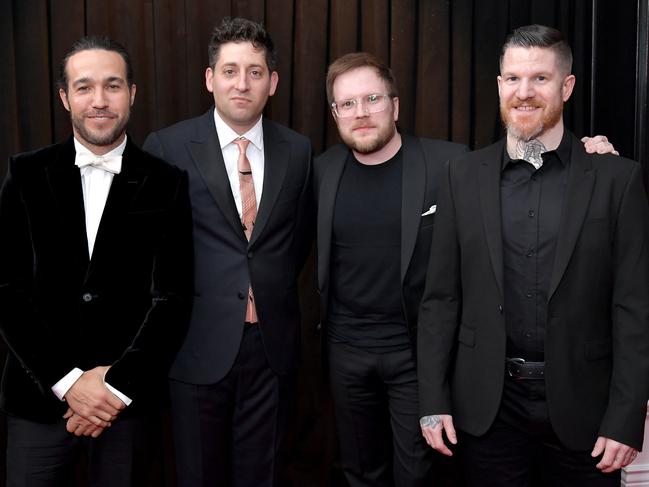 Pete Wentz, Joe Trohman, Patrick Stump, and Andy Hurley of Fall Out Boy at the Grammys. Picture: Getty