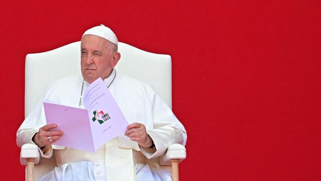 Pope Francis holds a meeting with volunteers of the World Young Day in Lisbon.