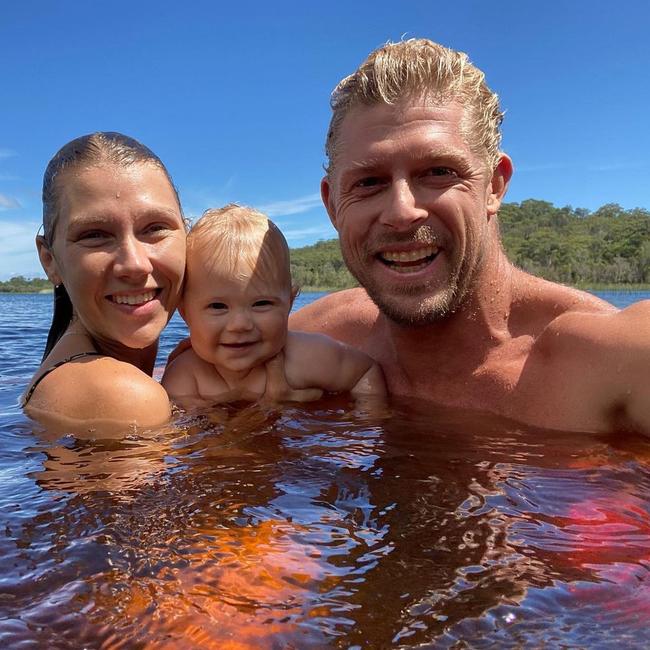 Mick Fanning with partner Bree Randall and their son Xander. Picture: Instagram