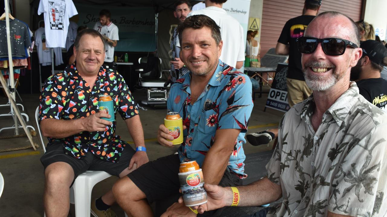 Luke Conaghty, Jimmy Willnott and Justin O'Keeffe at Your Mates Beer Day Out in Warana on December 10, 2022. Picture: Sam Turner