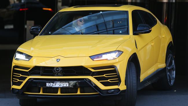 Pictured at The Darling Hotel at The Star in Pyrmont is Nissy Nassif driving the now sold Lamborghini. Picture: Richard Dobson