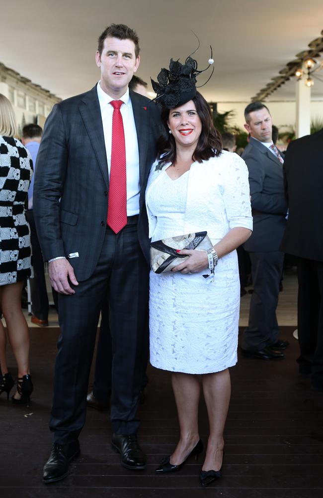 Ben Roberts-Smith with his former wife Emma at Eagle Farm Racecourse in 2016. Picture: Tara Croser