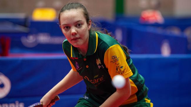 Taleisha Gaeta from Australia warming up at the WTT Youth Contender Darwin 2023, Marrara Indoor Stadium, Darwin. Picture: Pema Tamang Pakhrin