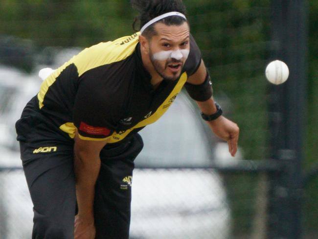 Premier Cricket 2023-24: Richmond v Ringwood at Central Reserve. Richmond bowler Brendan Rose. Picture: Valeriu Campan