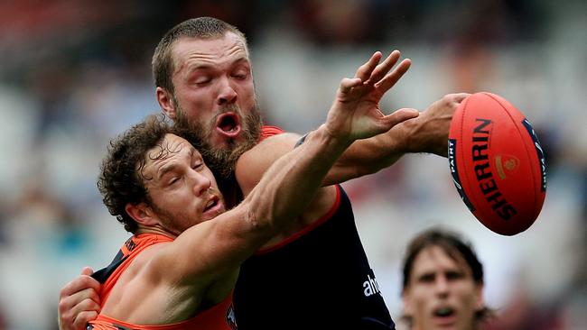 Max Gawn has modelled his game on Giants rival Shane Mumford. Picture: Wayne Ludbey