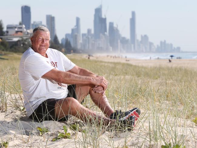 Former Brownlow Medallist Barry Round enjoying the beach at Miami on the Gold Coast. Picture: Glenn Hampson