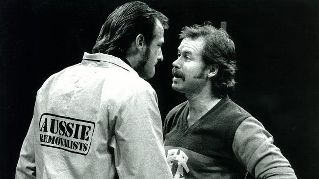 Richard Bennett and Gary Sweet in David Williamson’s The Removalists, 1991.