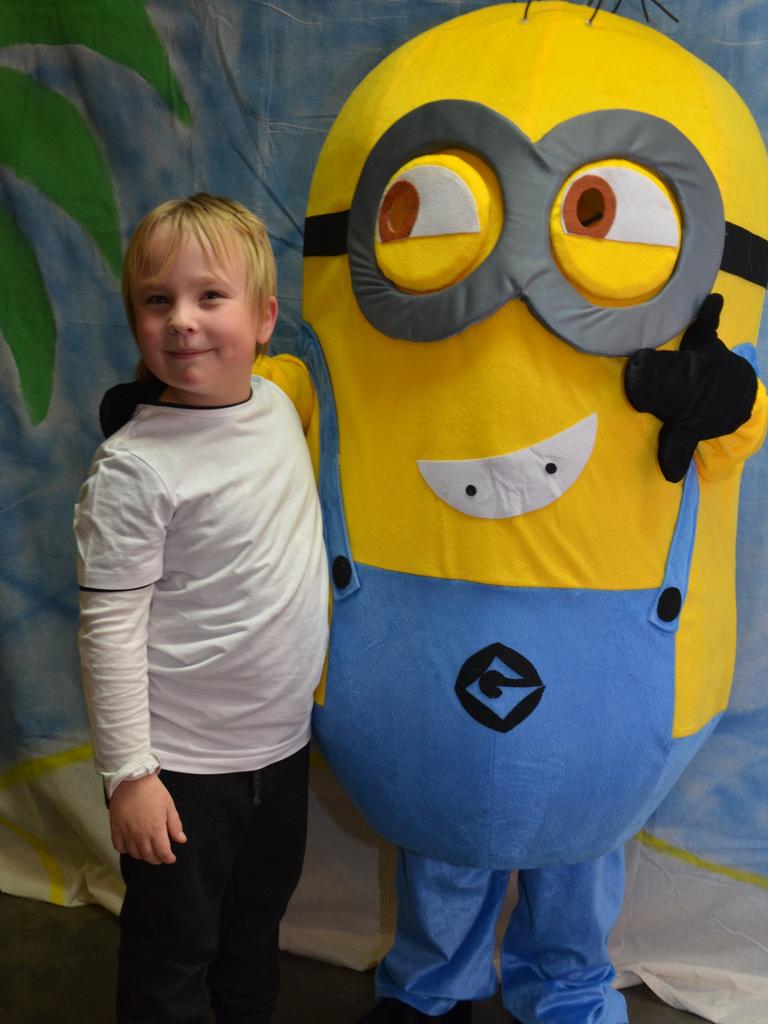 Stephen Engelen and Dave the minion at the Stanthorpe Police Blue Light disco on Friday night. Photo Emma Boughen / Stanthorpe Border Post