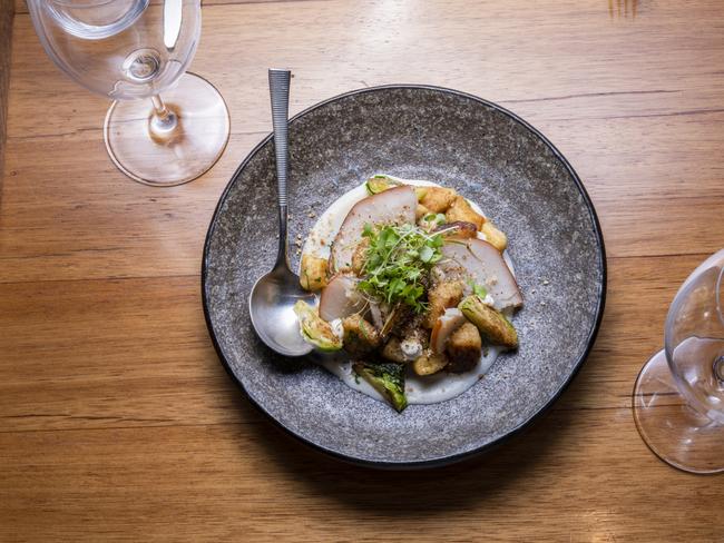 The gnocchi with smoked mackerel, cauliflower, brussels sprouts, ricotta and almonds at Coast. Picture: John Wilson