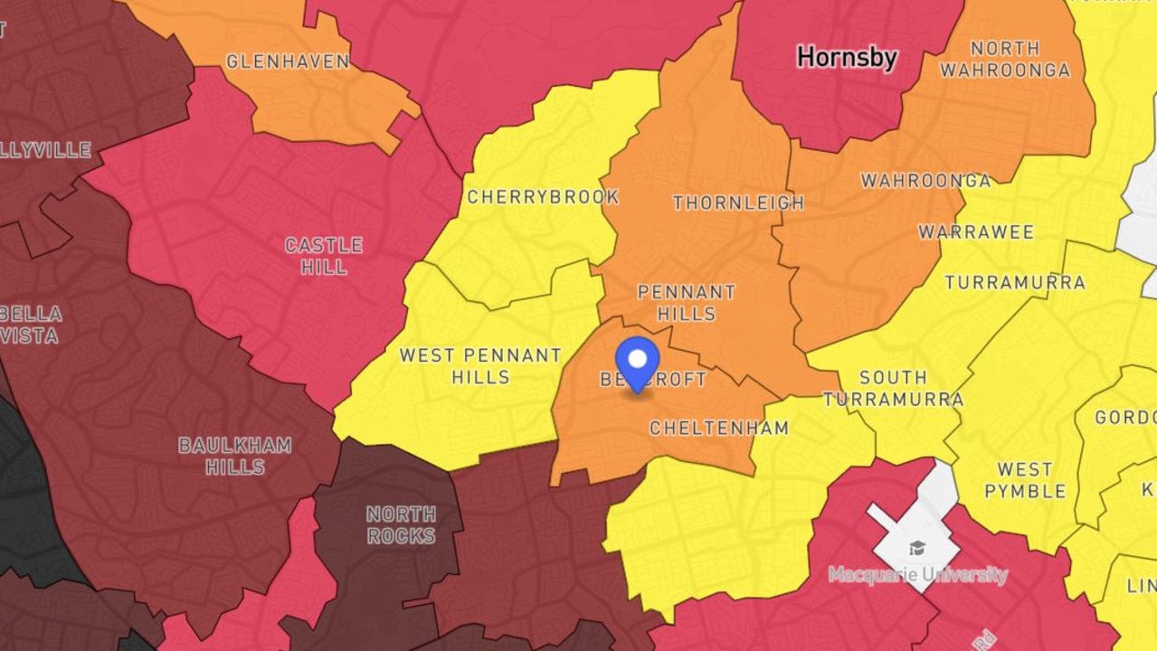 There have been only 25 Covid-19 cases in Beecroft but part of the suburb is living under stricter restrictions due to being part of Parramatta LGA instead of Hornsby LGA. Source: NSW Health