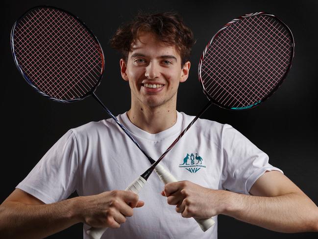 Geelongs own Badminton player Jacob Schueler ahead of tomorrows team announcement. . Photo by Michael Klein