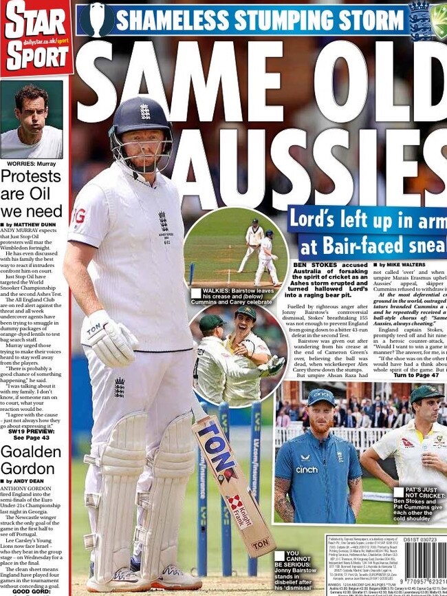 The backpage of The Daily Star after Australia’s win.