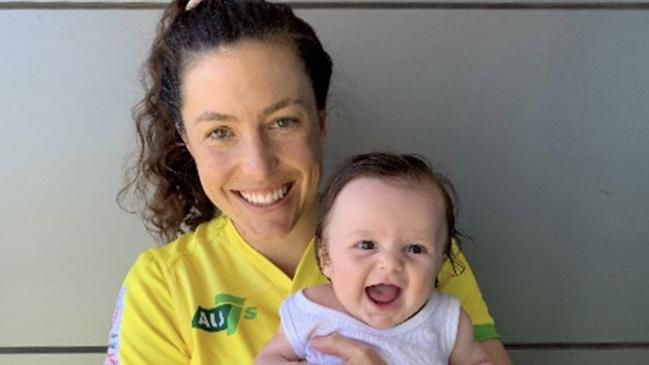 Olympic rugby sevens gold medallist Emilee Cherry with daughter Alice. Picture: Supplied