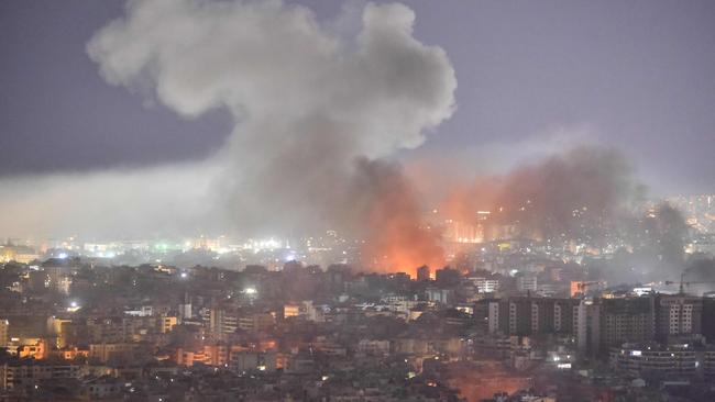 Smoke rises from the site of an Israeli airstrike that targeted a neighborhood in Beirut’s southern suburb on October 3, 2024. Picture: AFP.