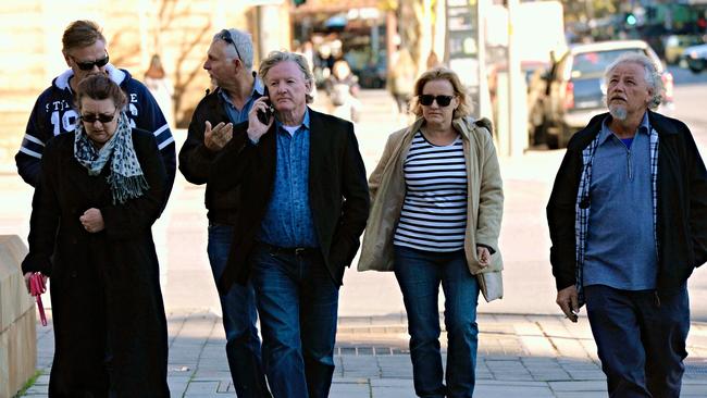 David Lawrence’s family outside the Adelaide Magistrates Court.