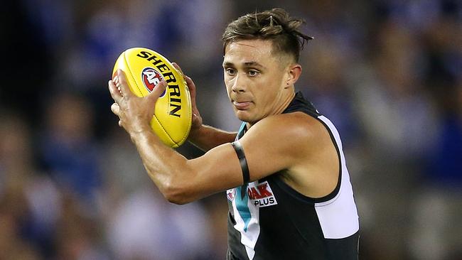 Port Adelaide's Aidyn Johnson heaped on the pressure on Saturday. Picture: Michael Klein                        <a capiid="994ded60ed2e1726f1343236135e426c" class="capi-video">Power press conference</a>