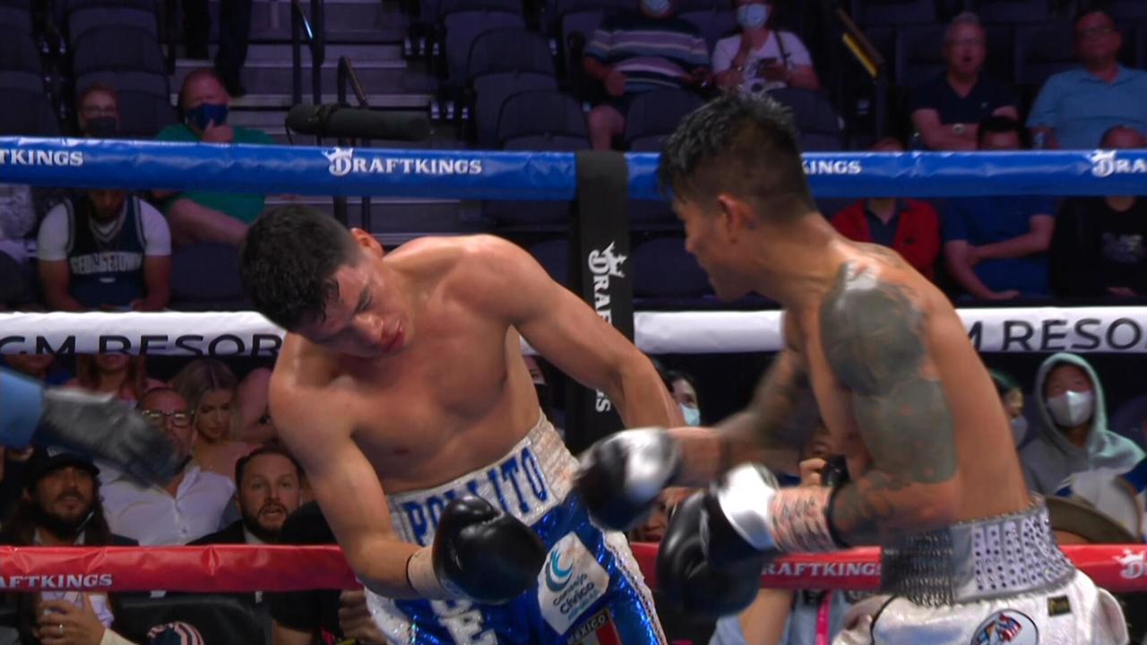 Mark Magsayo pulled off a stunning comeback to defeat Julio Ceja and announce himself to Sin City on the undercard of Manny Pacquiao. Photo: Main Event