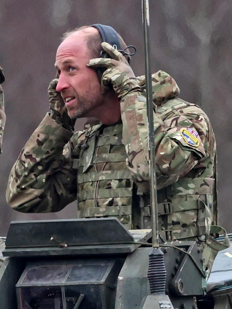 Prince William was back in camouflage gear and was driven around in a Challenger 2 tank. Picture: Getty Images