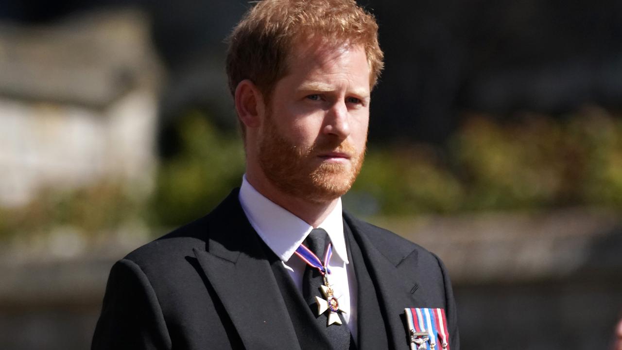 Prince Harry at the funeral of Prince Philip, Duke of Edinburgh at St George's Chapel at Windsor Castle. Picture: Victoria Jones – WPA Pool/Getty Images