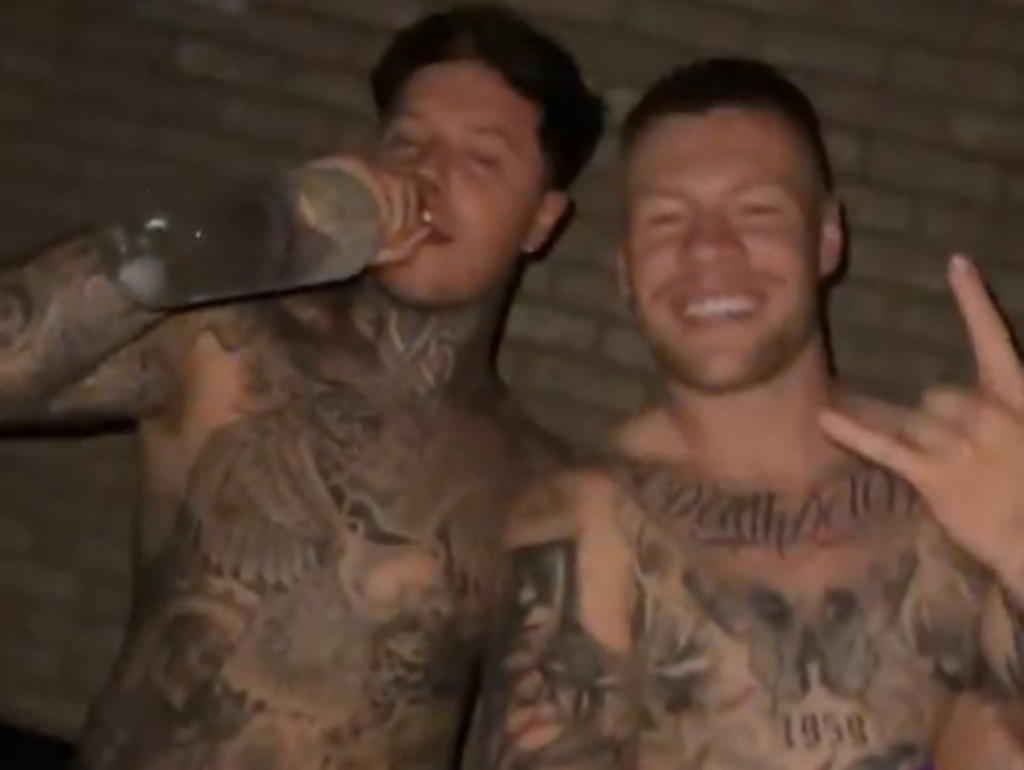 Collingwood star Jordan De Goey and tattoo artist Luke Dyson partying in New York. Picture: Instagram