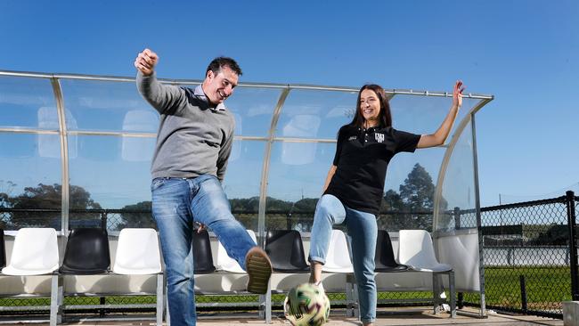 Tony Vidmar, pictured with his daughter Mikayla, is the new Olyroos coach. Picture: Sarah Reed