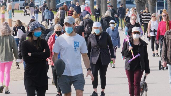 Regional Victorians, including these residents of Geelong, will exit lockdown within hours. Picture: Mark Wilson