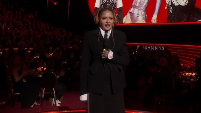 Madonna introduced Sam and Kim's performance.