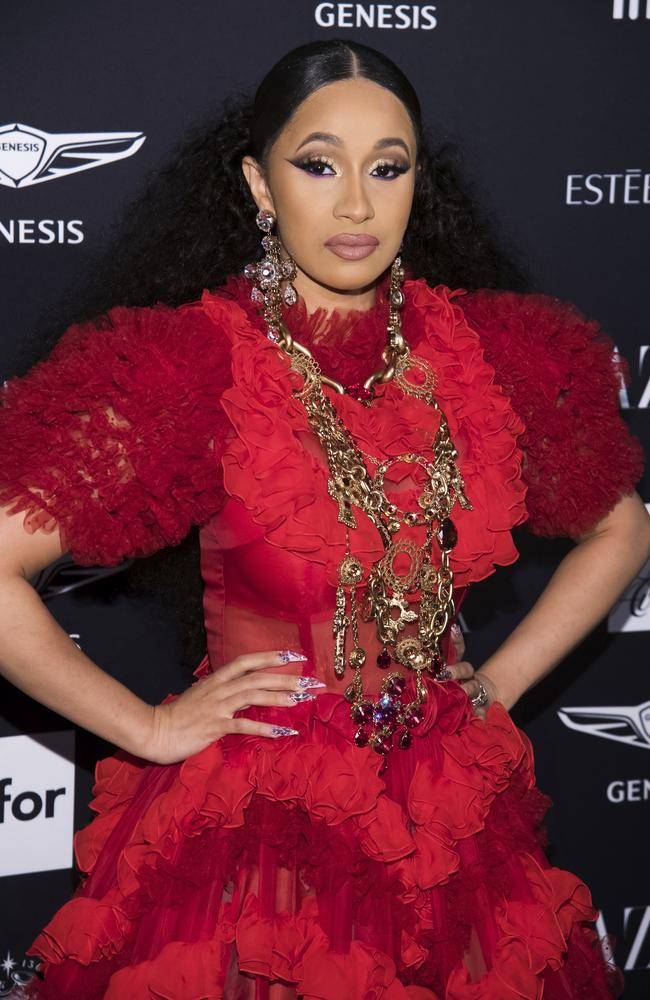 Cardi B poses for photos before the event. Picture: Charles Sykes