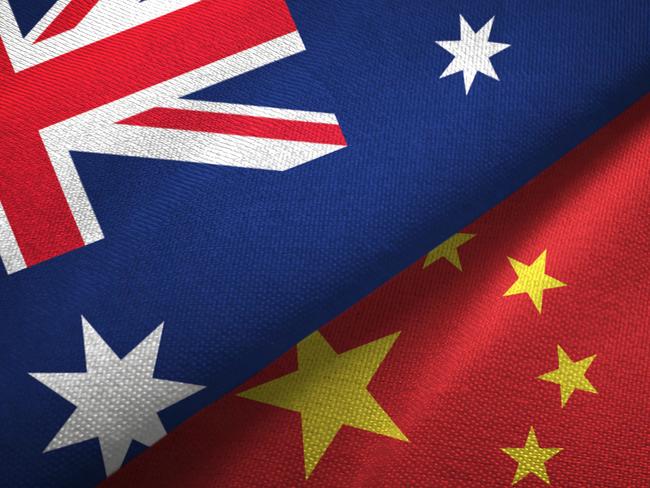 China and Australia flag together realtions textile cloth fabric texture