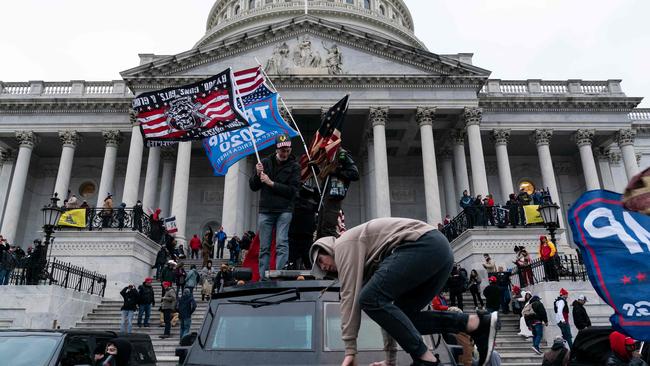 Donald Trump supporters protest outside the US Capitol in Washington, DC on January 6. Picture: Alex Edelman/AFP