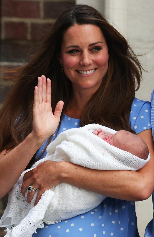 Kate Middleton with a newborn Prince George outside the Lindo Wing. Picture: Oli Scarff/Getty Images