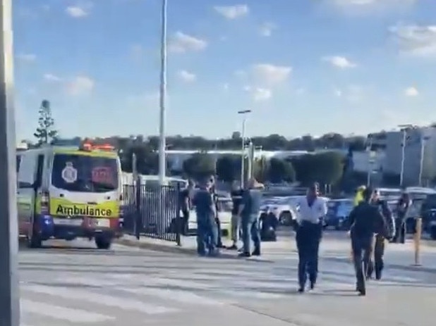 The scene at Helensvale train station this afternoon.