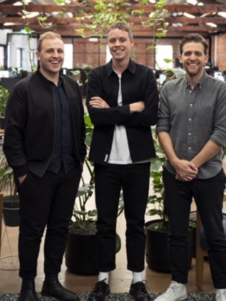 Linktree co-founders Alex Zaccaria, Nick Humphreys and Anthony Zaccaria. Picture: Supplied.