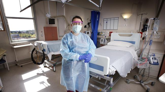 Karlee Robson is an infectious diseases nurse based in Royal Melbourne Hospital's Infectious Disease ward, dealing all day with COVID-19 cases. Picture: David Caird