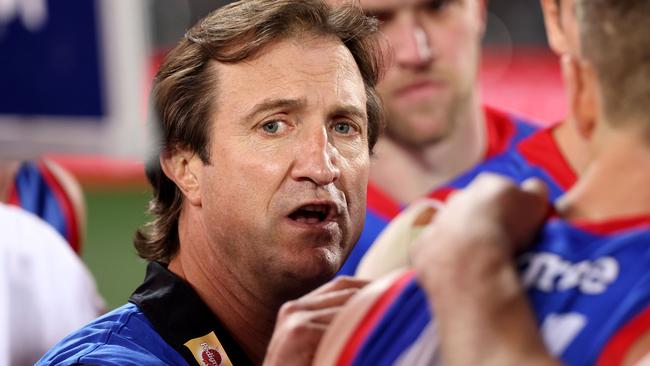 Luke Beveridge was standing up for his players. (Photo by James Elsby/AFL Photos via Getty Images)