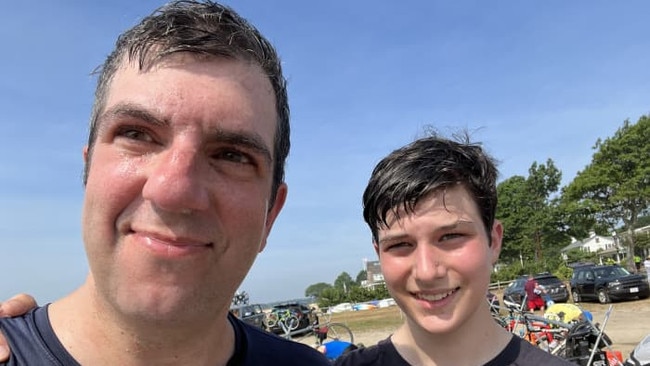 The author and his son Zane at the 2022 Mattapoisett Lions Club Triathlon in Massachusetts Picture: AJ Jacobs