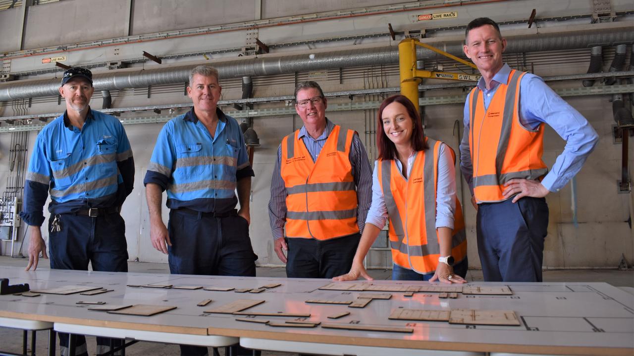 CQ Fibreglass Direct's Nathan and Steven Trevor with Rockhampton MP Barry O'Rourke, Keppel MP Brittany Lauga and Transport and Main Roads Minister Mark Bailey.