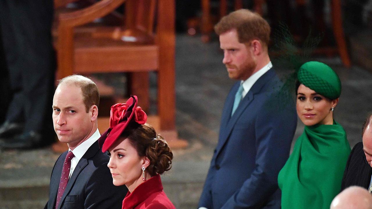 Prince William and wife Kate and Prince Harry and wife Meghan. Picture: Phil Harris/Pool/AFP