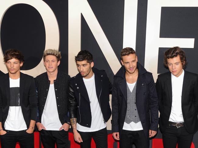 One Direction, from left, Louis Tomlinson, Niall Horan, Zayn Malik, Liam Payne and Harry Styles. Picture: invision/AP