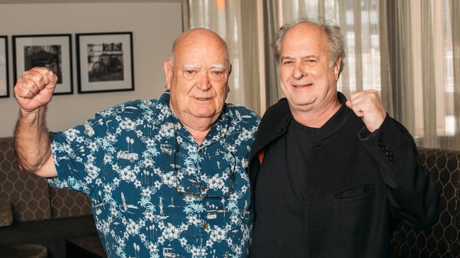 Michael Chugg (left) and Michael Gudinski in March 2019. Picture: Justin Ma