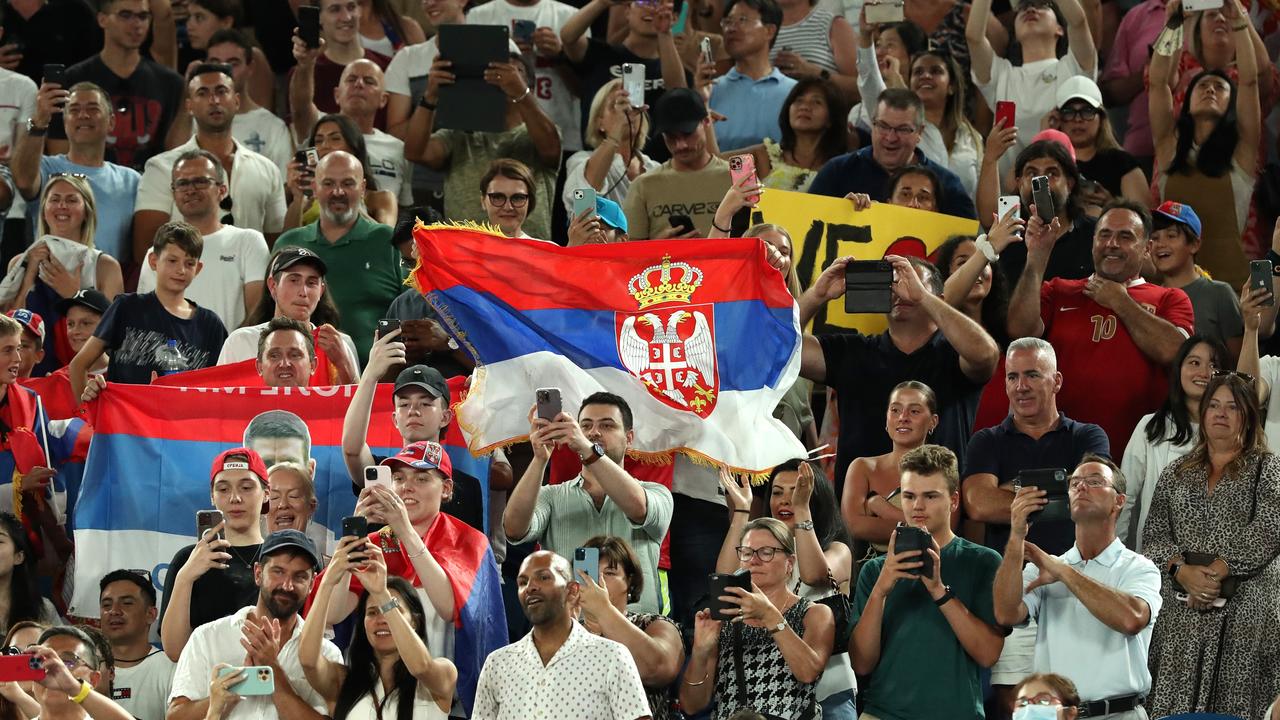 Serbian fans show their support.